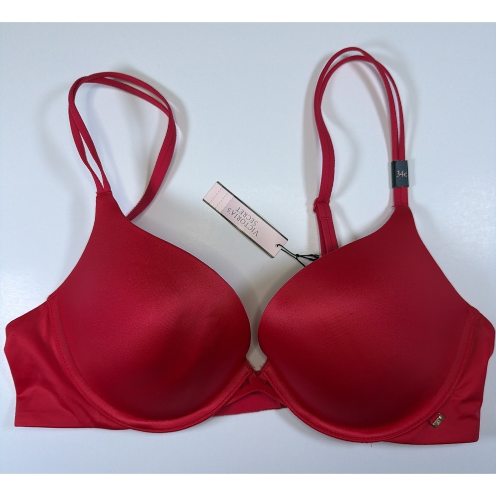 Victoria's Secret Very Sexy Push-Up Underwire Padded Satin Bra Red 34C NWT